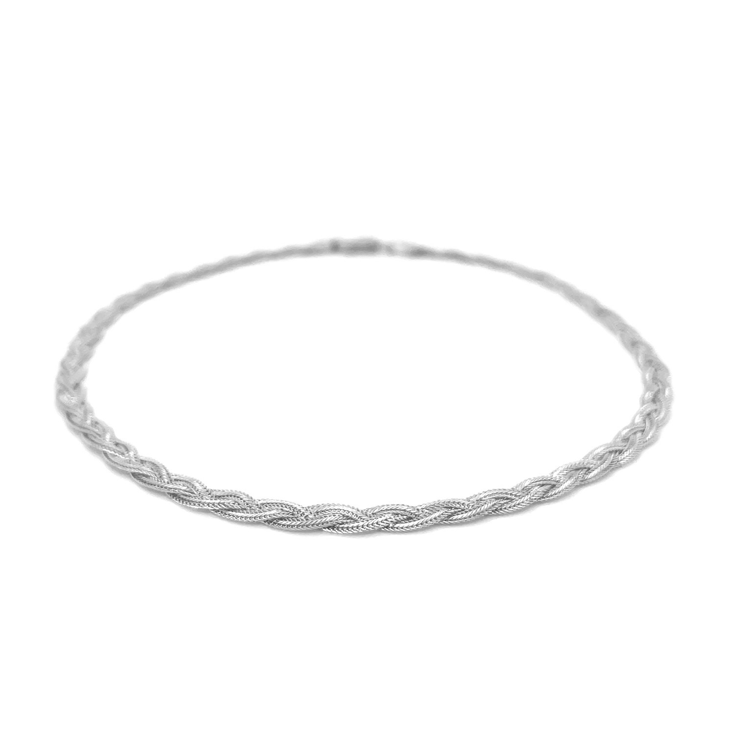 3.5mm 14k White Braided Foxtail Anklet - Image 3