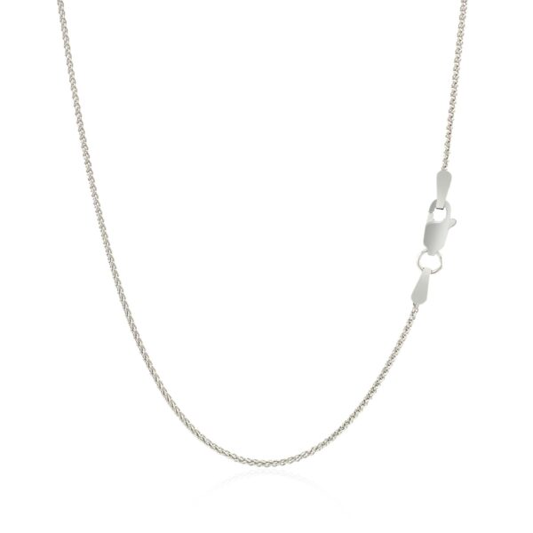 14k White Gold Round Wheat Chain 1.0mm - Image 4