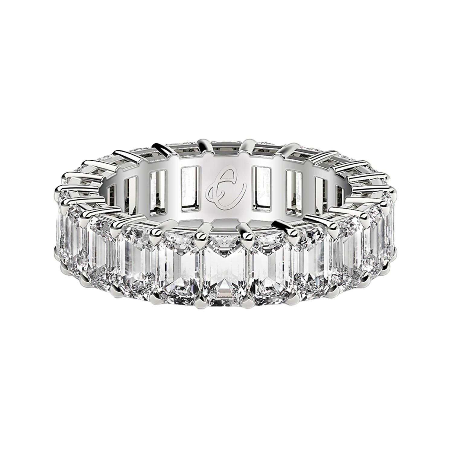 Emerald Cut Lab Grown Diamond Eternity Ring in 14k White Gold (3 cttw FG/VS2) - Image 2