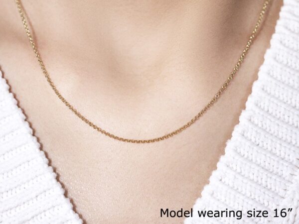 14k Yellow Gold Round Cable Link Chain 1.5mm - Image 5