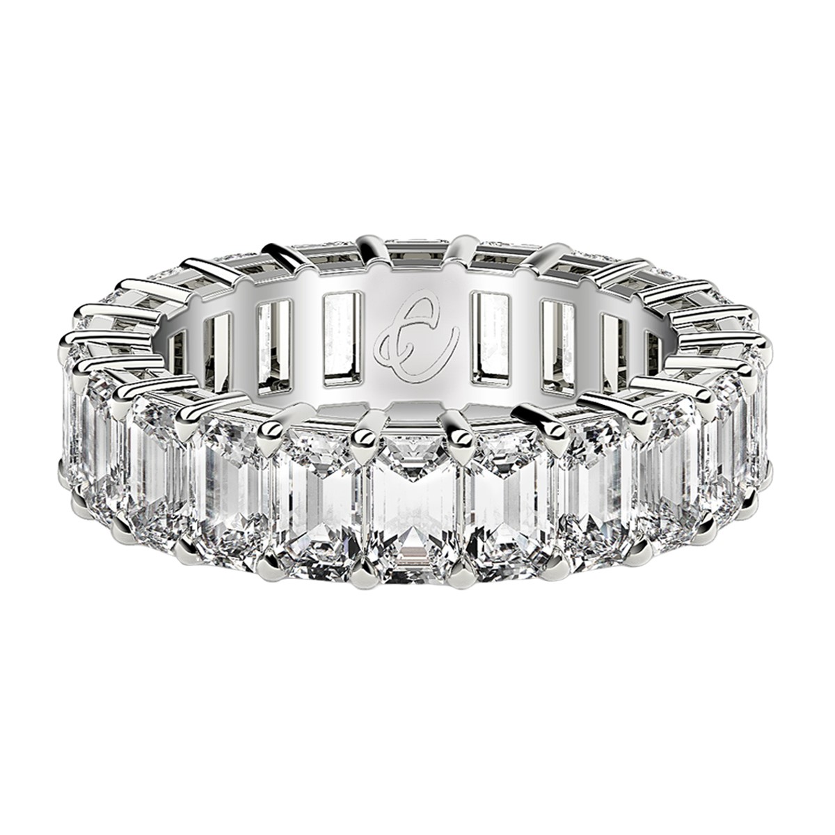 Emerald Cut Lab Grown Diamond Eternity Ring in 14k White Gold (5 cttw FG/VS2) - Image 6