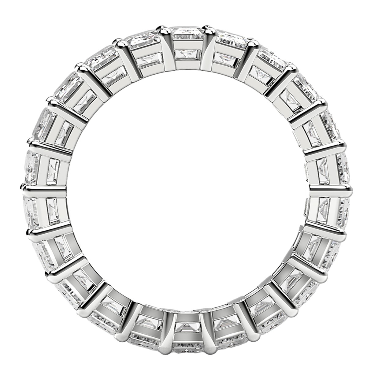 Emerald Cut Lab Grown Diamond Eternity Ring in 14k White Gold (5 cttw FG/VS2) - Image 2