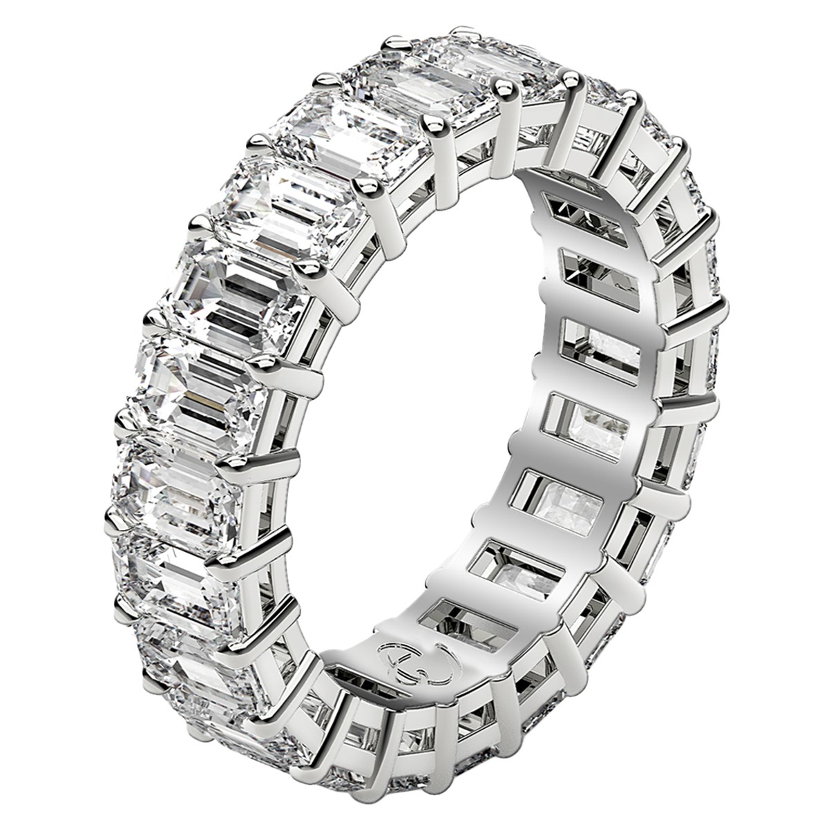 Emerald Cut Lab Grown Diamond Eternity Ring in 14k White Gold (5 cttw FG/VS2) - Image 3
