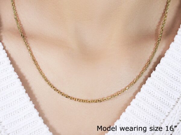 2.6mm 14k Yellow Gold Diamond Cut Cable Link Chain - Image 6