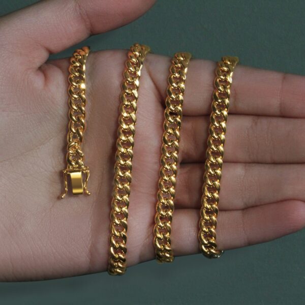 6.1mm 14k Yellow Gold Semi Solid Miami Cuban Chain - Image 2