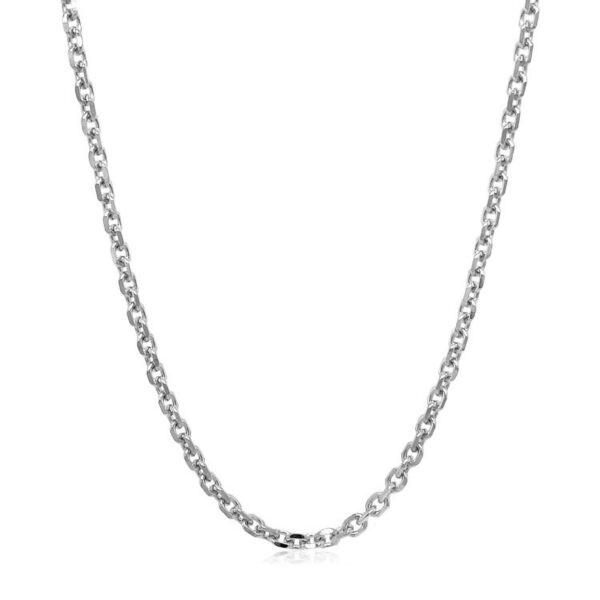 2.6mm 18k White Gold Diamond Cut Cable Link Chain - Image 2