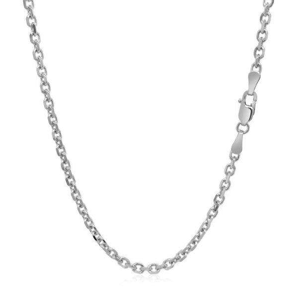 2.6mm 18k White Gold Diamond Cut Cable Link Chain - Image 7