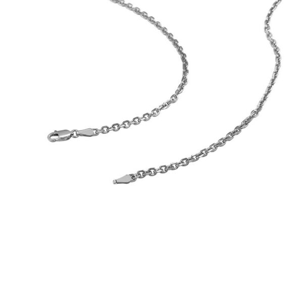 2.6mm 18k White Gold Diamond Cut Cable Link Chain - Image 5