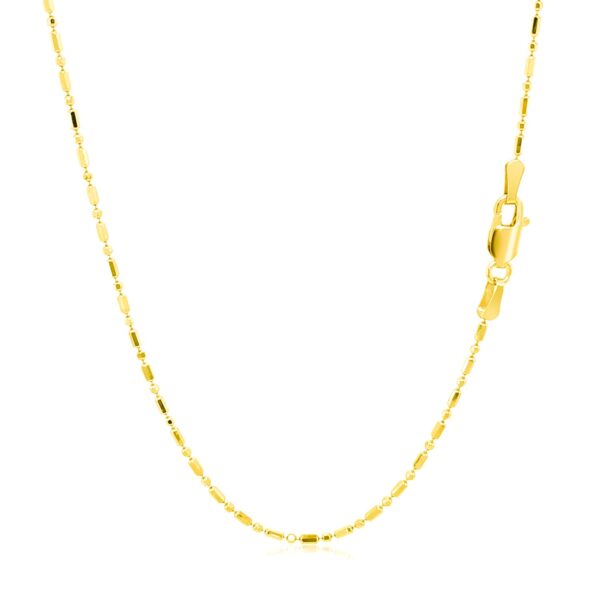 14k Yellow Gold Diamond-Cut Alternating Bead Chain 1.2mm - Image 9