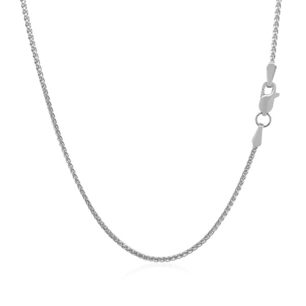 14k White Gold Round Wheat Chain 1.2mm - Image 3