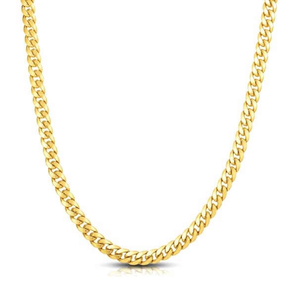 7.0mm 14k Yellow Gold Classic Miami Cuban Solid Chain - Image 2