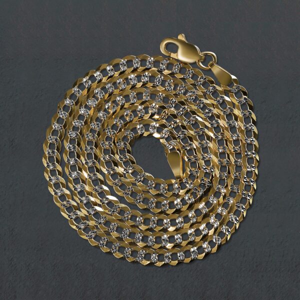 3.6 mm 14k Two Tone Gold Pave Curb Chain - Image 4