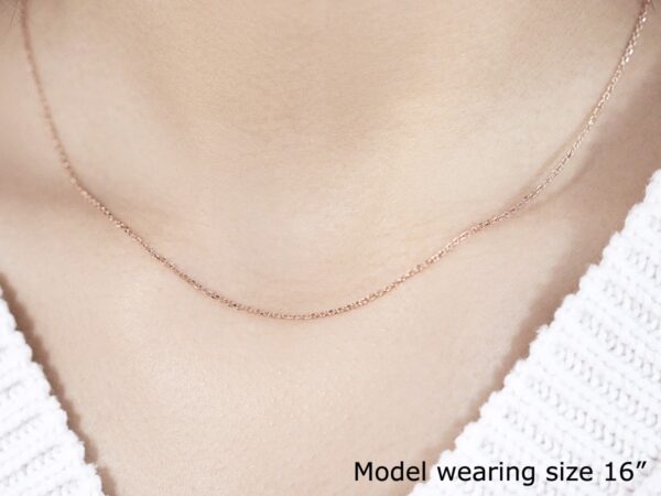 14k Rose Gold Diamond Cut Cable Link Chain 1.1mm - Image 2