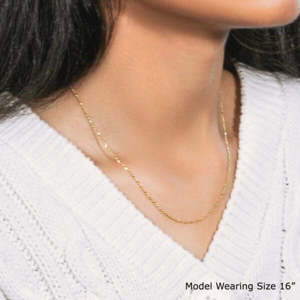 14k Yellow Gold Diamond Cut Cable Link Chain 1.1mm - Image 3