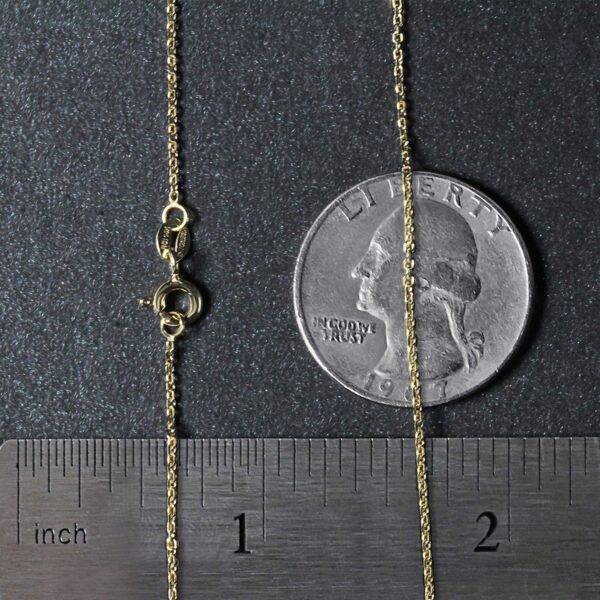 14k Yellow Gold Diamond Cut Cable Link Chain 1.1mm - Image 2