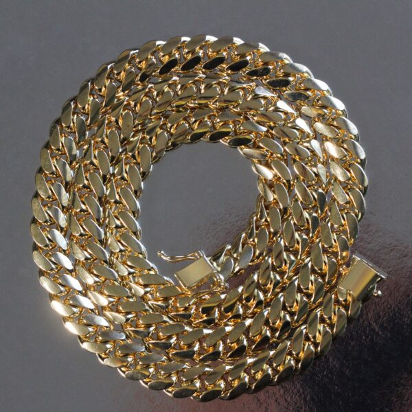 9.25mm 14k Yellow Gold Classic Miami Cuban Solid Chain - Image 8