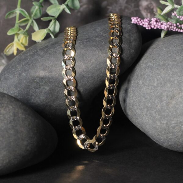 7.0 mm 14k Two Tone Gold Pave Curb Chain - Image 6