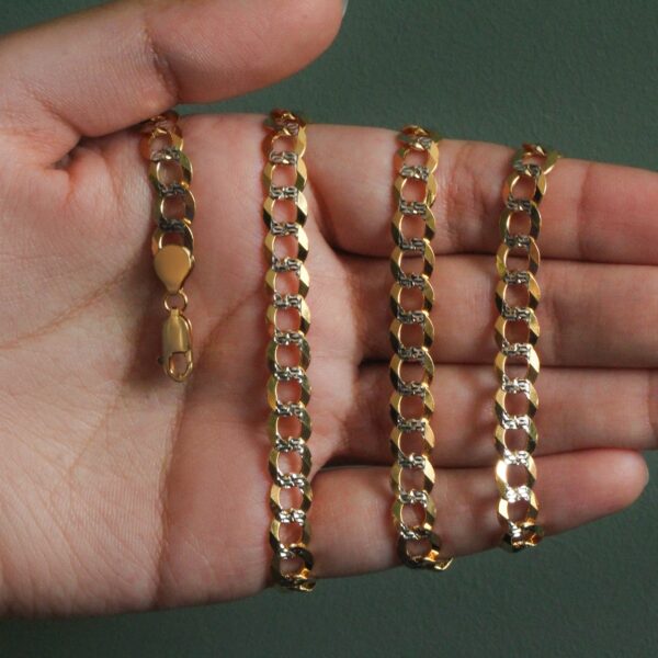 7.0 mm 14k Two Tone Gold Pave Curb Chain - Image 9