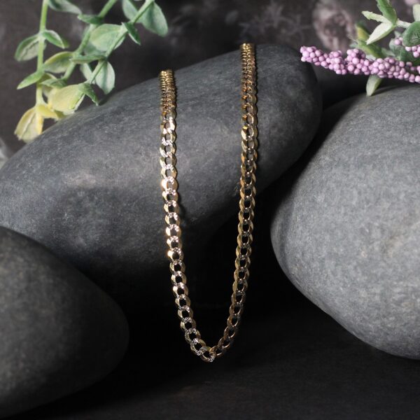 3.6 mm 14k Two Tone Gold Pave Curb Chain - Image 2