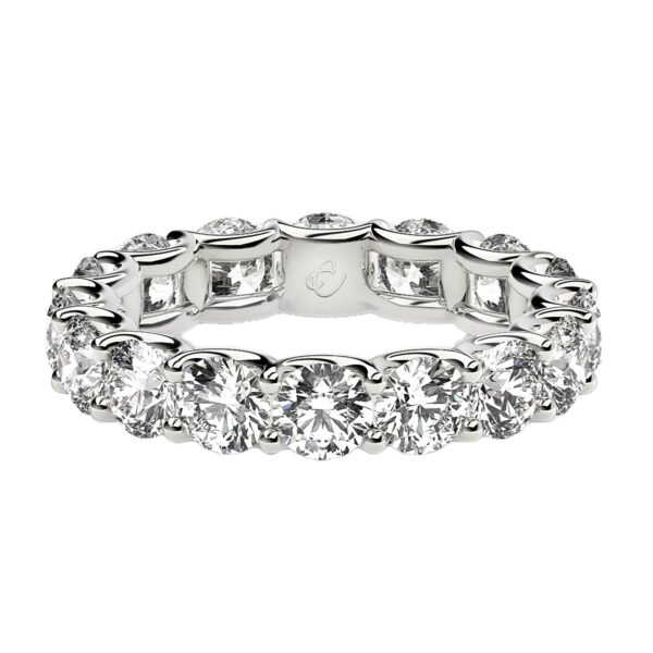 Round Cut Lab Grown Diamond Eternity Ring in 14k White Gold (4 cttw FG/VS2) - Image 2