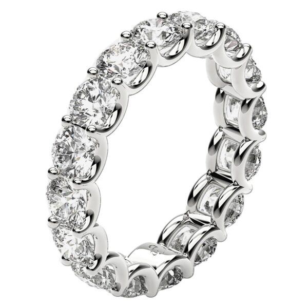 Round Cut Lab Grown Diamond Eternity Ring in 14k White Gold (4 cttw FG/VS2) - Image 3