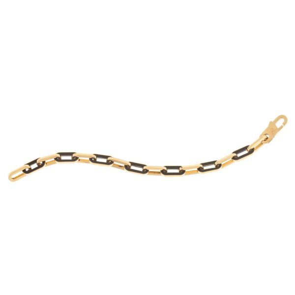 14k Yellow Gold Black Onyx Paperclip Gem Link Bracelet (7.00 mm) - Image 3