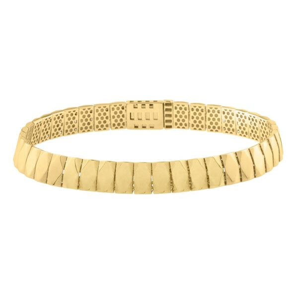 14k Yellow Gold Diamond Shaped Tile Length Bracelet (7.10 mm) - Image 3