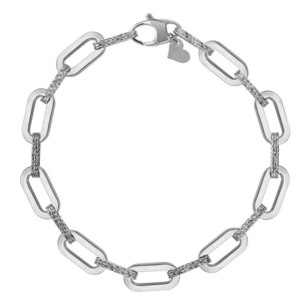 14k White Gold Diamante Paperclip Chain Bracelet (7.00 mm) - Image 2