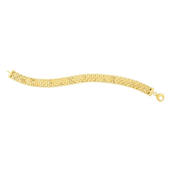 14k Yellow Gold Faceted Panther Link Chain Bracelet - Image 2