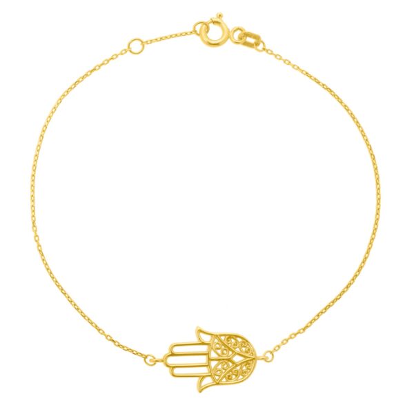 14k Yellow Gold Hamsa Bracelet - Image 2