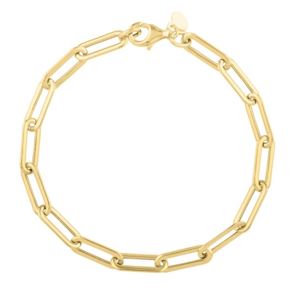 14k Yellow Gold Long Domed Paperclip Chain Bracelet (4.80 mm) - Image 2