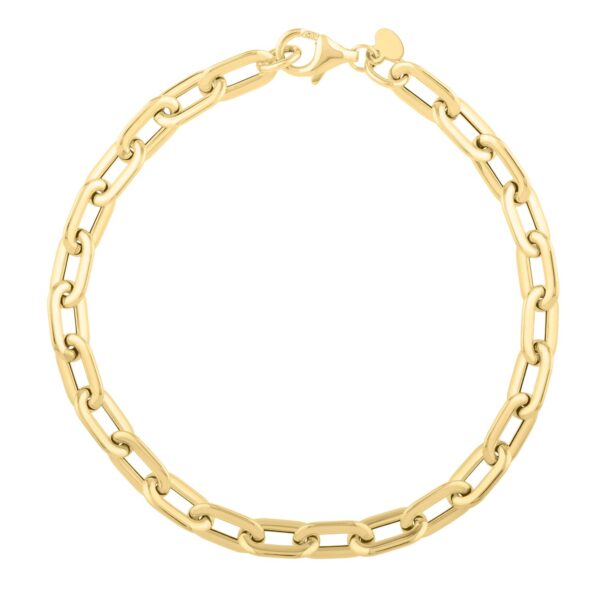 14k Yellow Gold Oval Domed Paperclip Chain Bracelet (5.30 mm) - Image 2