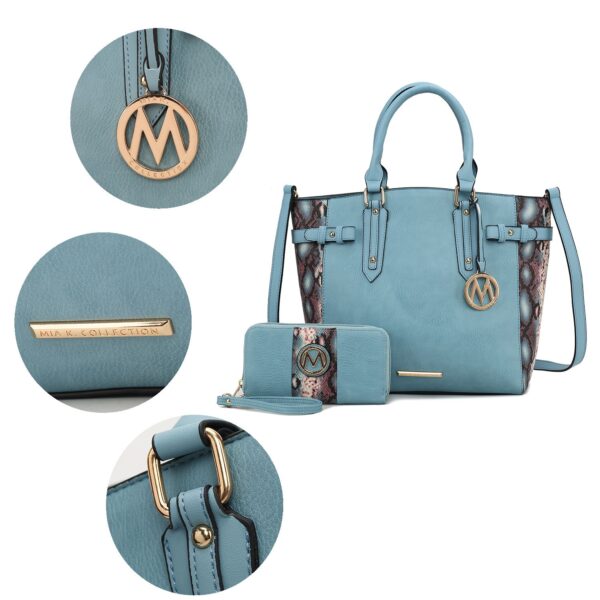 Mkf Collection Joelle Faux Snake Embossed Women Tote Bag With Matching Wallet By Mia K - Cognac - Image 4