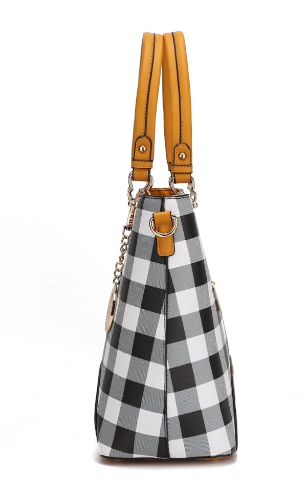 Mkf Collection Gabriella Checkers Handbag With Wallet By Mia K - Navy - Image 6