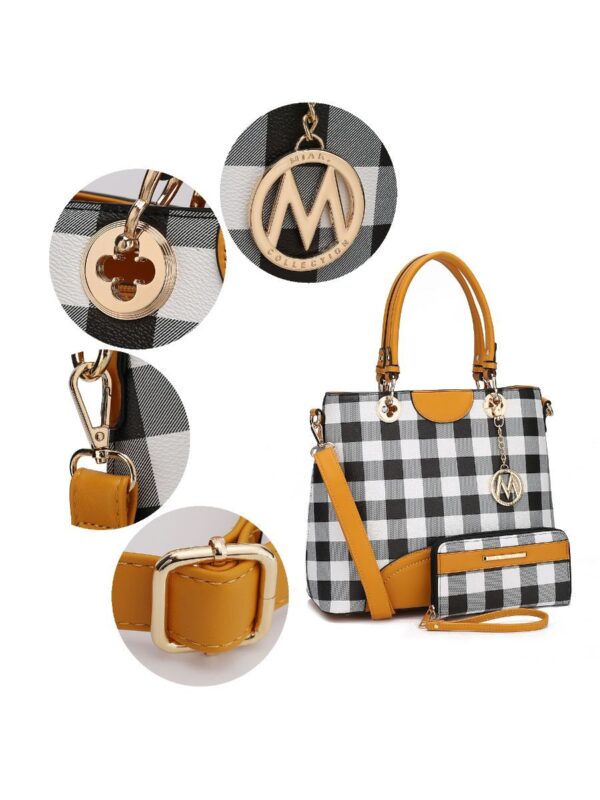 Mkf Collection Gabriella Checkers Handbag With Wallet By Mia K - Navy - Image 8