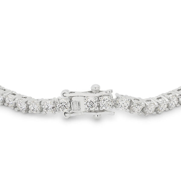 Silvertone Finish Victorian Cubic Zirconia Tennis 8 Inch Bracelet - Image 2