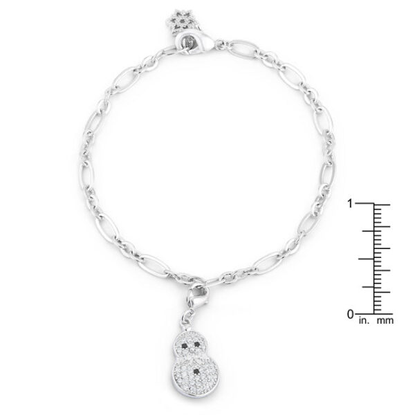 Snowman 0.2ct CZ Rhodium Holiday Charm Bracelet - Image 2