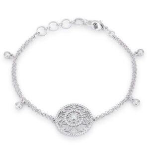 .5 Ct Rhodium Bracelet with Interlocking Circles and CZ