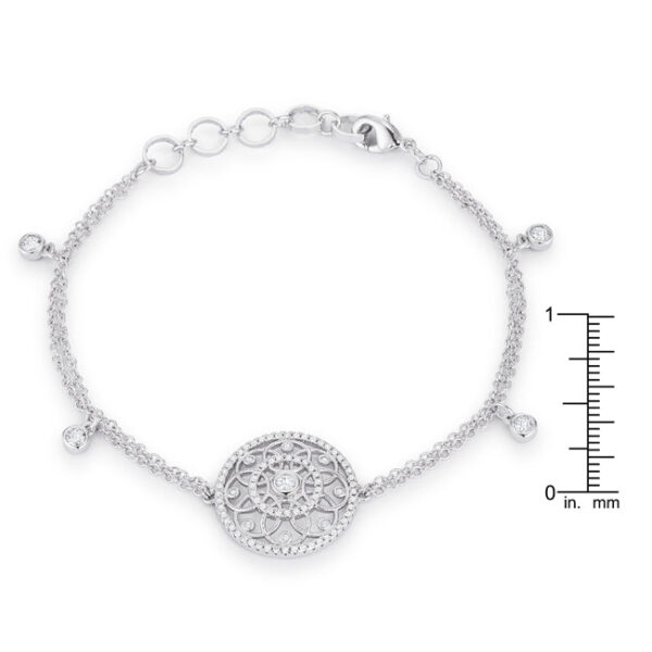 .5 Ct Rhodium Bracelet with Interlocking Circles and CZ - Image 2