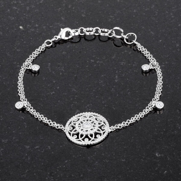 .5 Ct Rhodium Bracelet with Interlocking Circles and CZ - Image 3