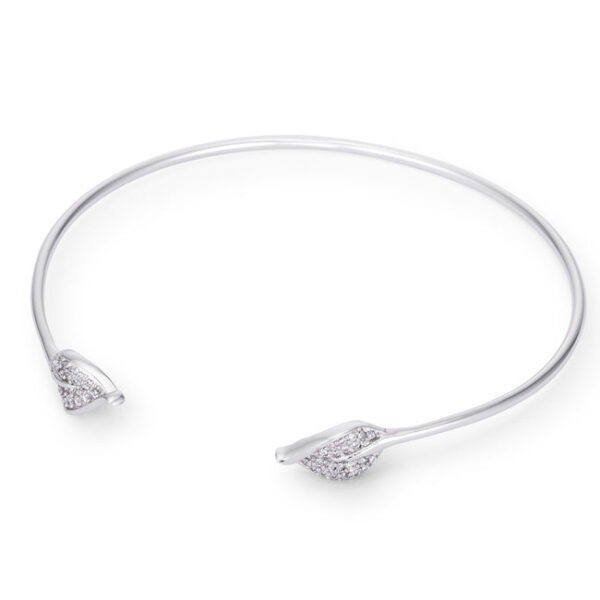 Trendy Rhodium Bracelet with Clear Cubic Zirconia Accents - Image 3