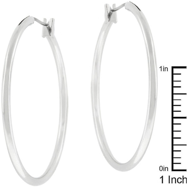 Basic Silvertone Finish Hoop Earrings - Image 3