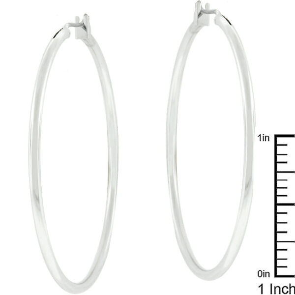 Large Silvertone Finish Hoop Earrings - Image 3