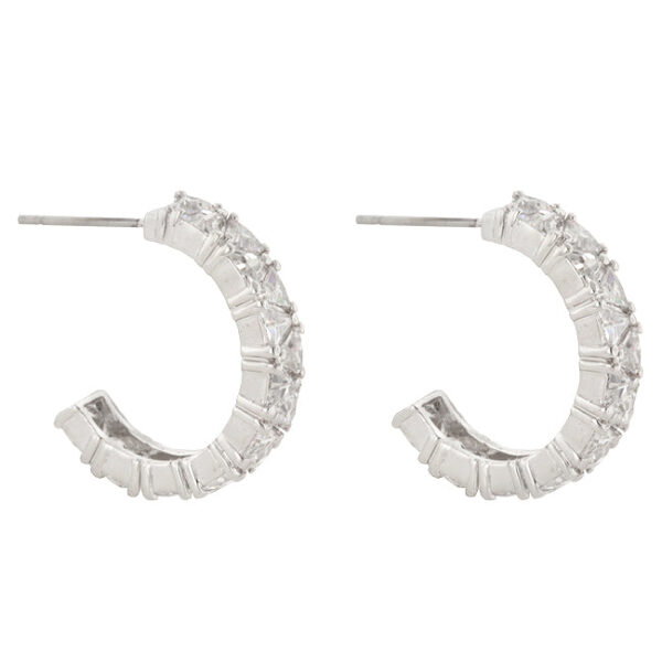 Trillion Cut Cubic Zirconia Hoop Earrings - Image 3