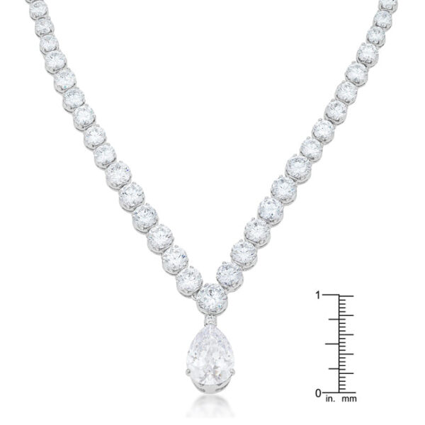 Bejeweled Cubic Zirconia Pear Drop Necklace - Image 3