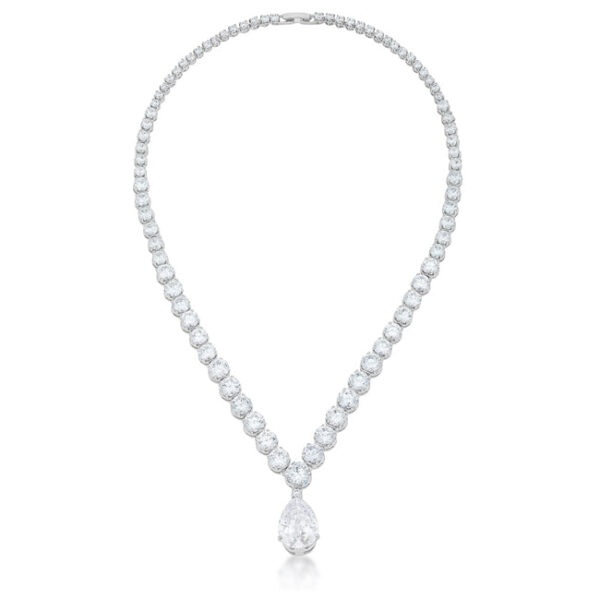 Bejeweled Cubic Zirconia Pear Drop Necklace - Image 4