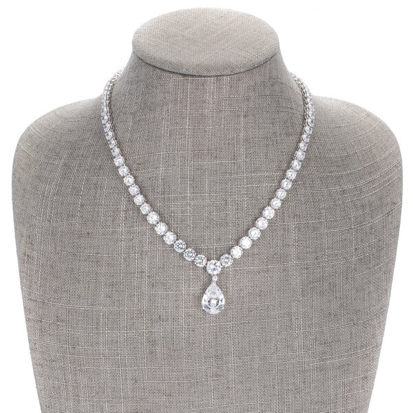 Bejeweled Cubic Zirconia Pear Drop Necklace - Image 5