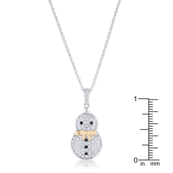 .35 ct CZ Two-Tone Snowman Pave Holiday Pendant - Image 3