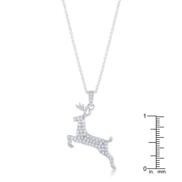 .35 ct CZ Rhodium Reindeer Pave Holiday Pendant - Image 3