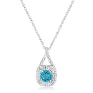 Christal 1.2ct Aqua CZ Rhodium Classic Necklace